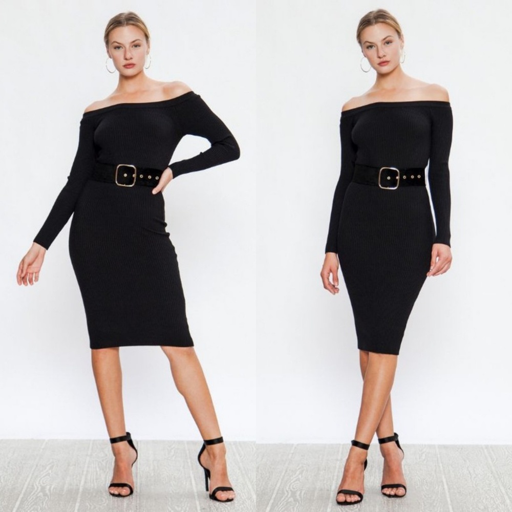 🖤 Sweater off the shoulder midi dress
